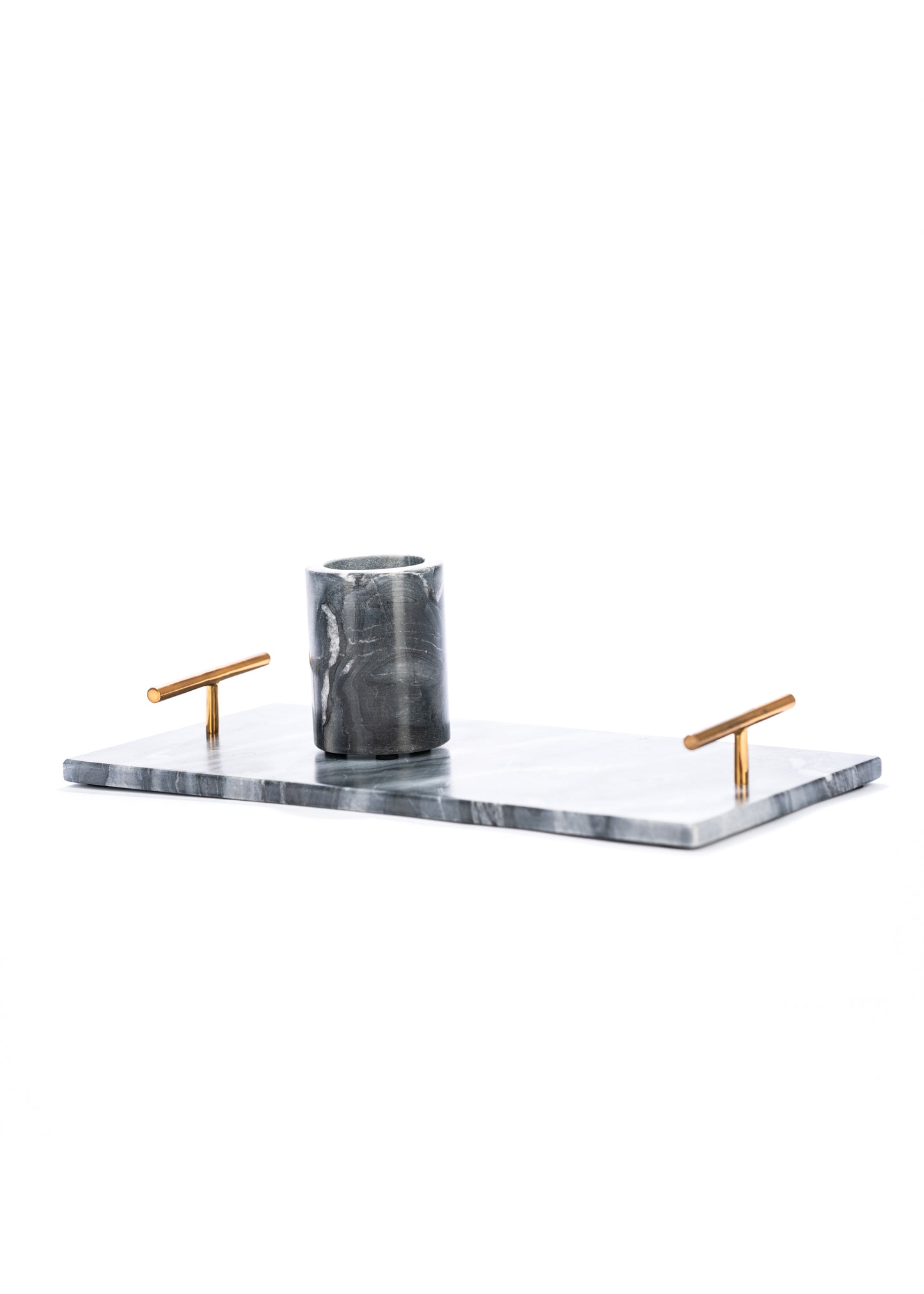KANDL Rectangle Grey Marble Tray With Vase