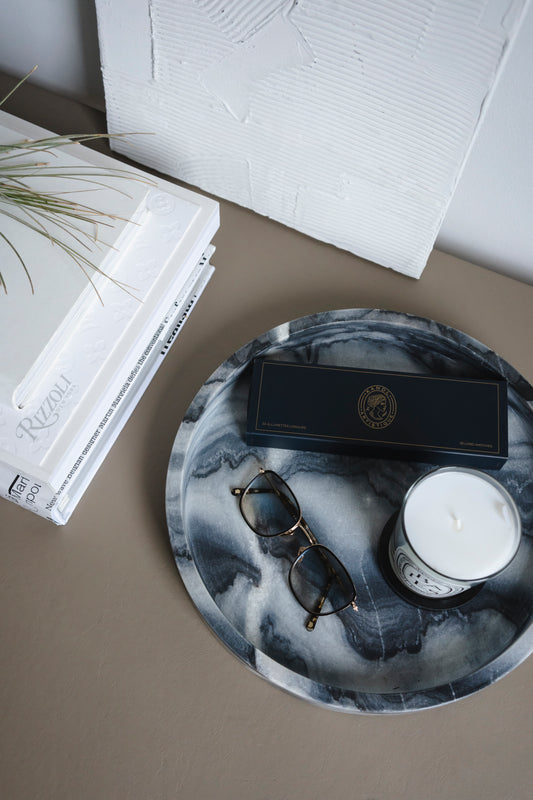 Kandl Artistique 12" Round Marble Tray, Grey