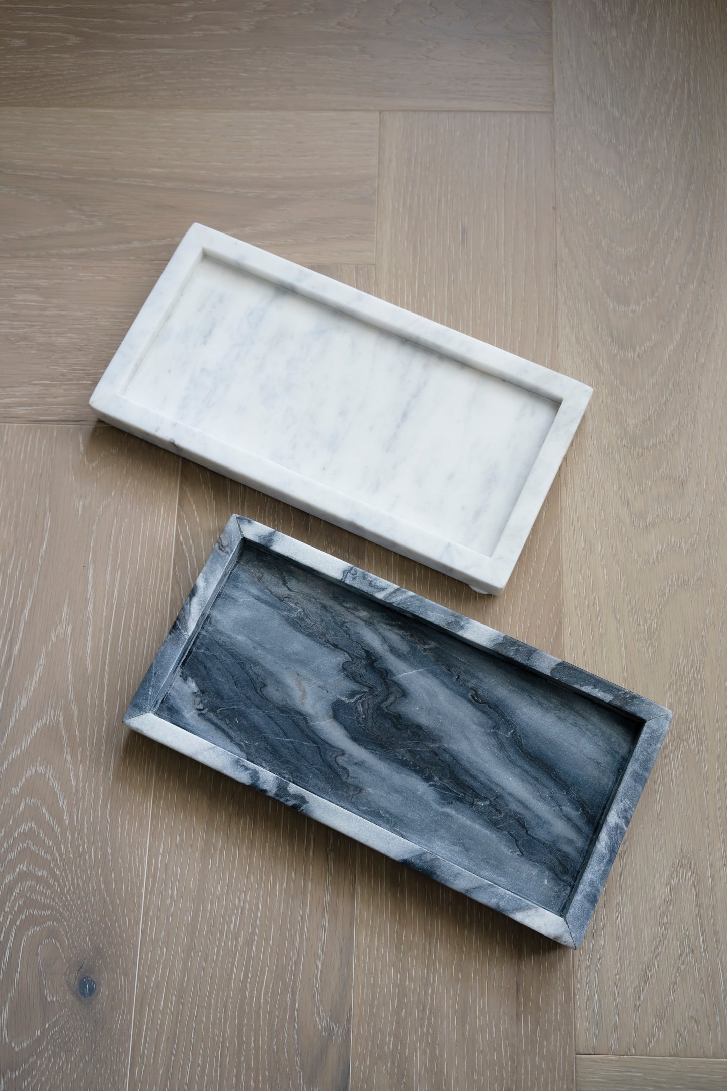 Kandl Artistique 12"x6" Rectangle Marble Tray, White