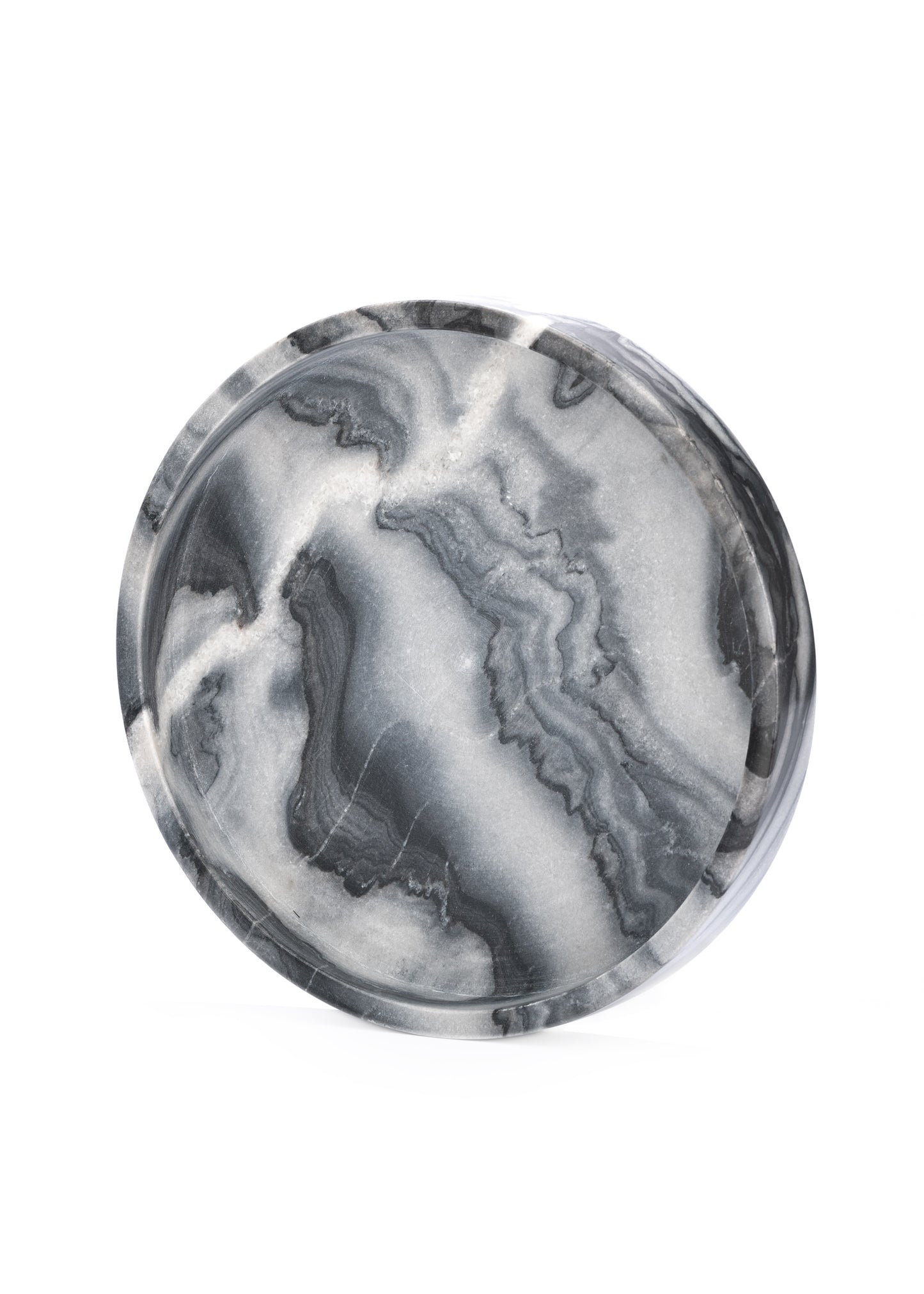 Kandl Artistique 12" Round Marble Tray, Grey