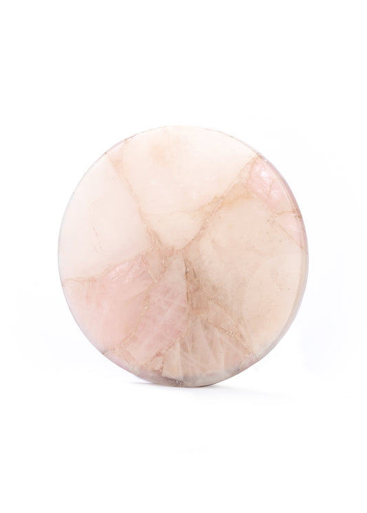 KANDL 8" Round Marble Slab, Rose Quartz